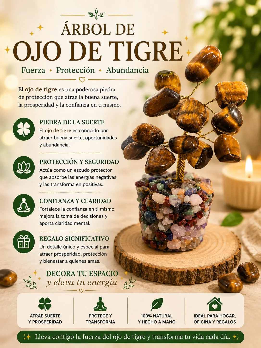 Árbol de la Vida con Base de Cuarzos Molidos