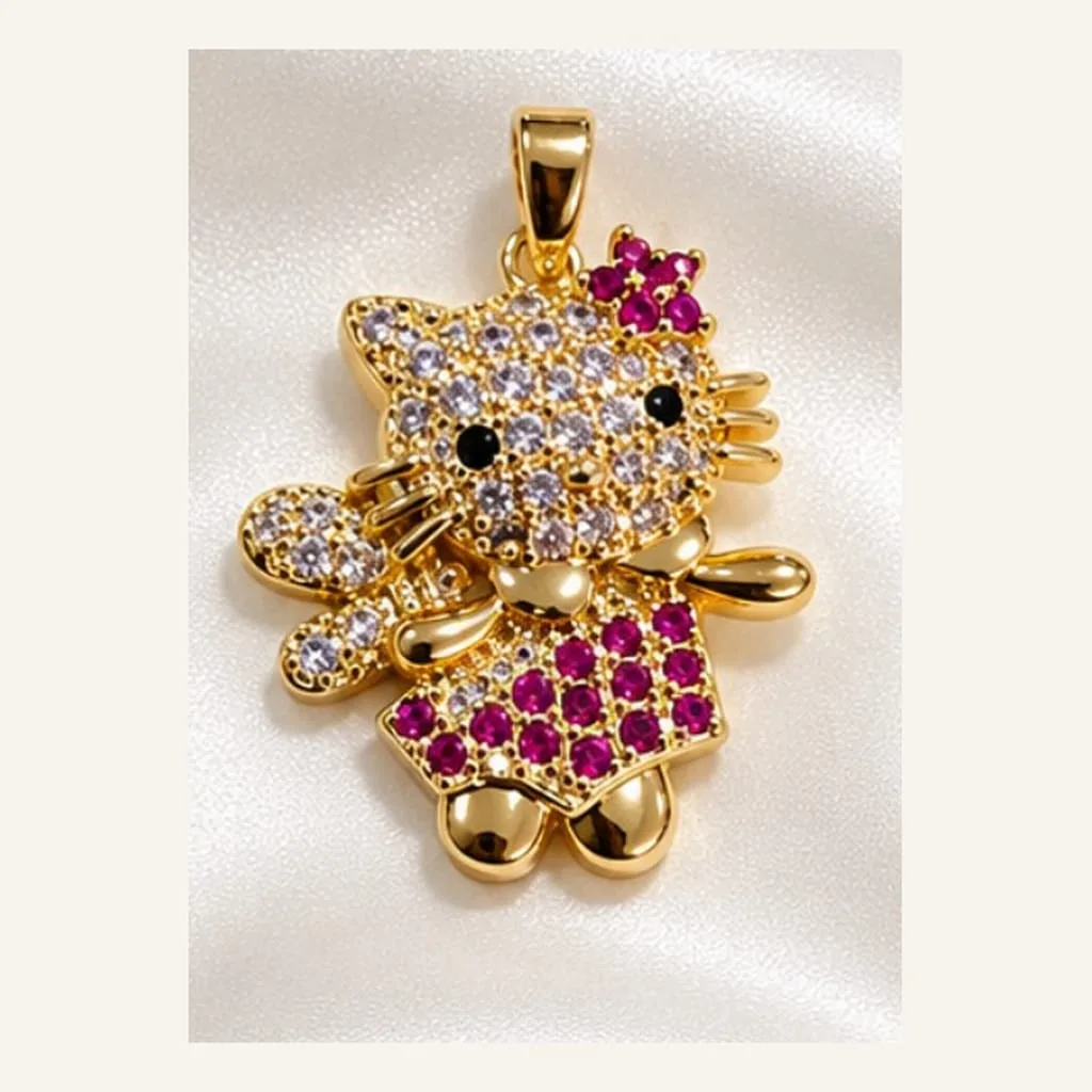 Dije de Acero Gatita con Vestido Fucsia (Hello Kitty)
