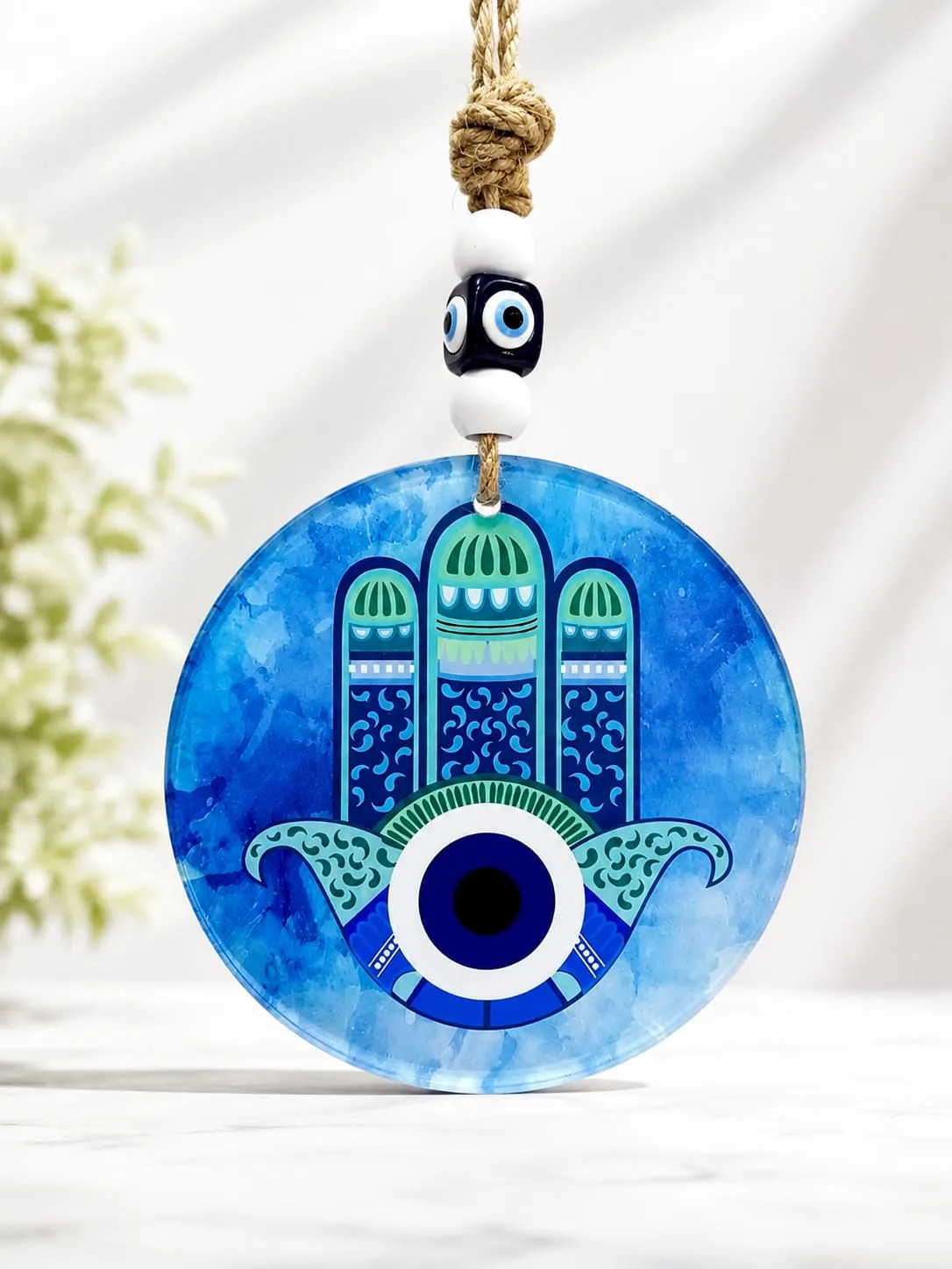 Colgante Ojo Turco - Mano de Hamsa Azul