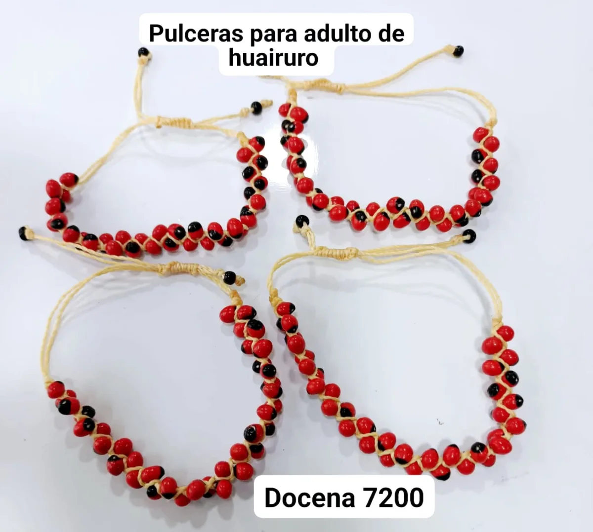 Pack 12 Pulsera para Adulto de Huairuro Tejida en Macramé con Hilo Claro y Cierre Ajustable