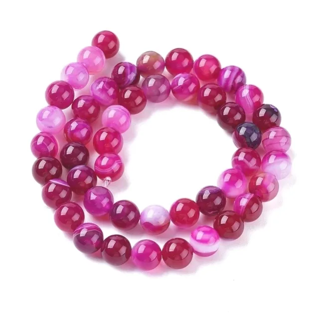 Tira de piedras de ágata fucsia N°8