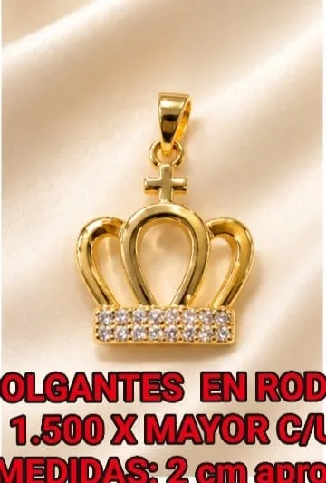 Colgante en Rodio - Corona con cruz
