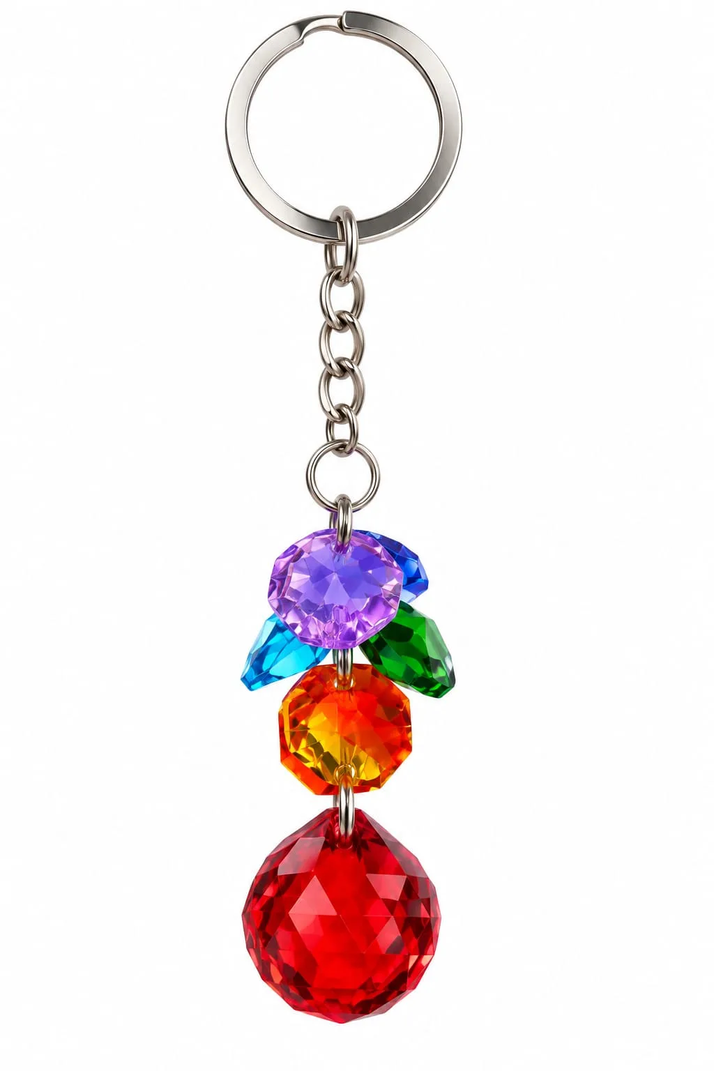 Llavero de Prismas Multicolor con Bola Roja
