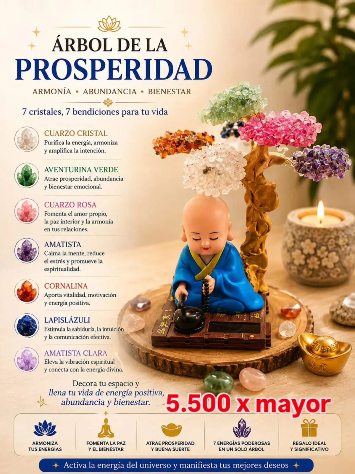 Árbol de la Prosperidad - Monje azul con campana