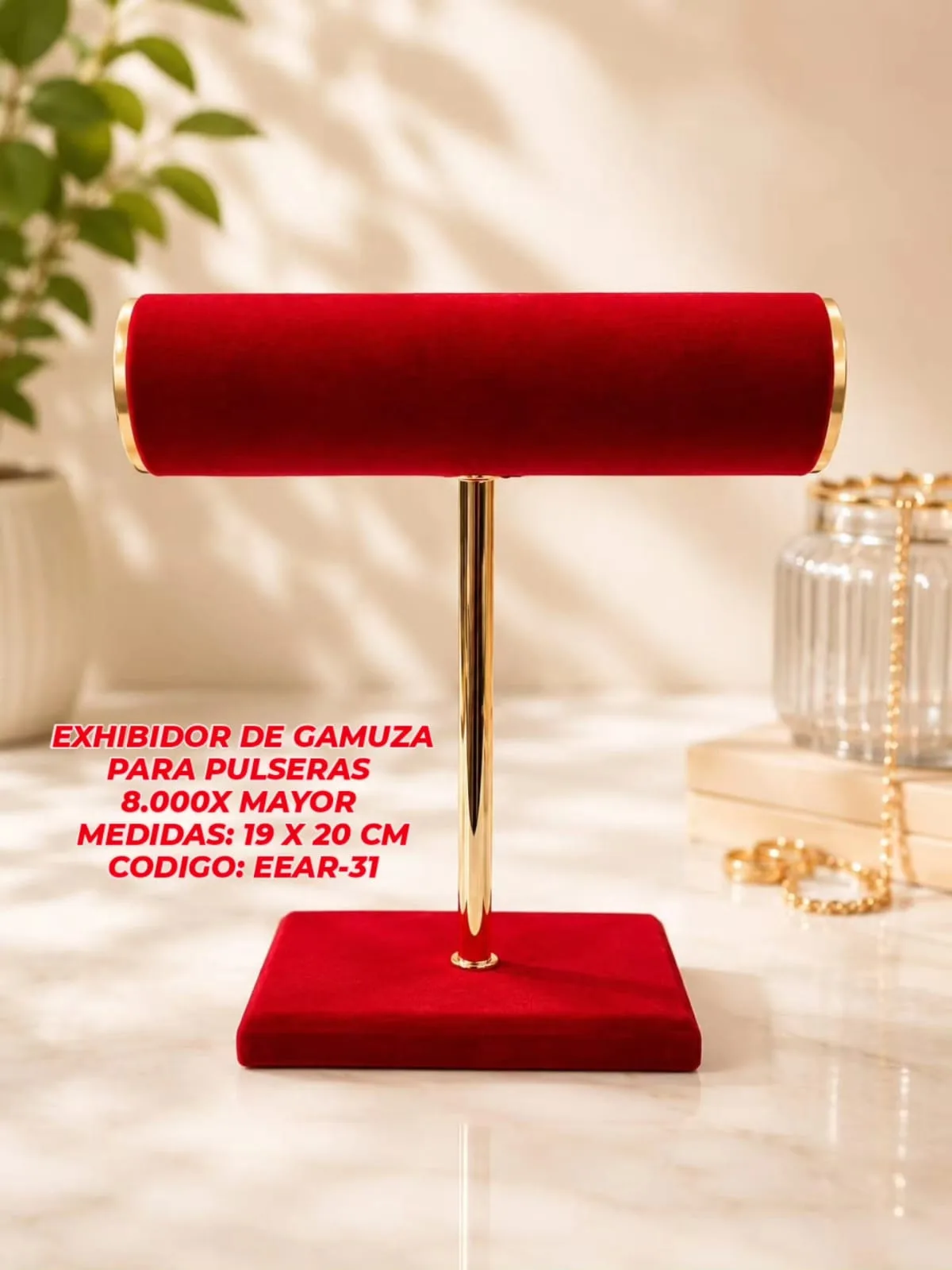 Exhibidor de Gamuza para Pulseras (Rojo)