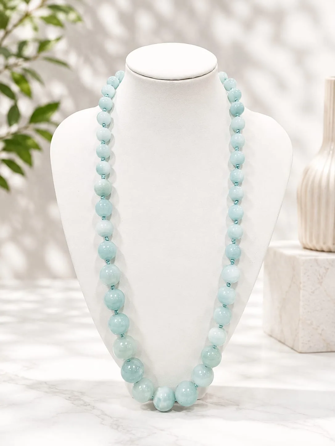Collar de Cuarzo Natural – Celeste