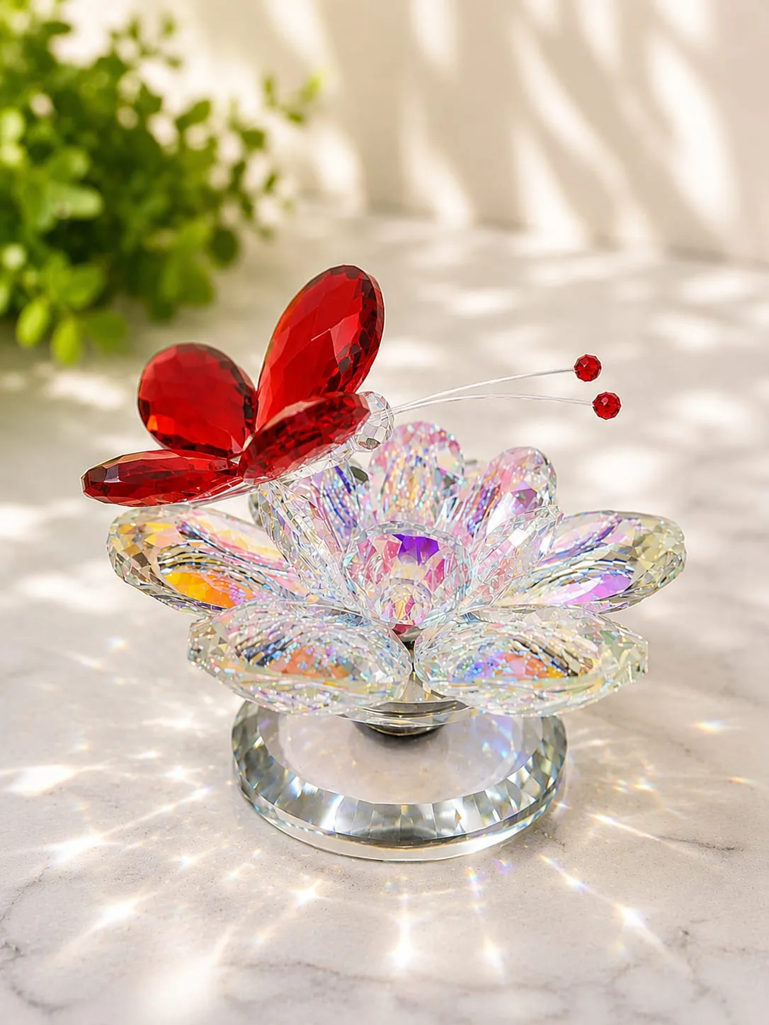 Flor de Loto con Mariposa - Rojo
