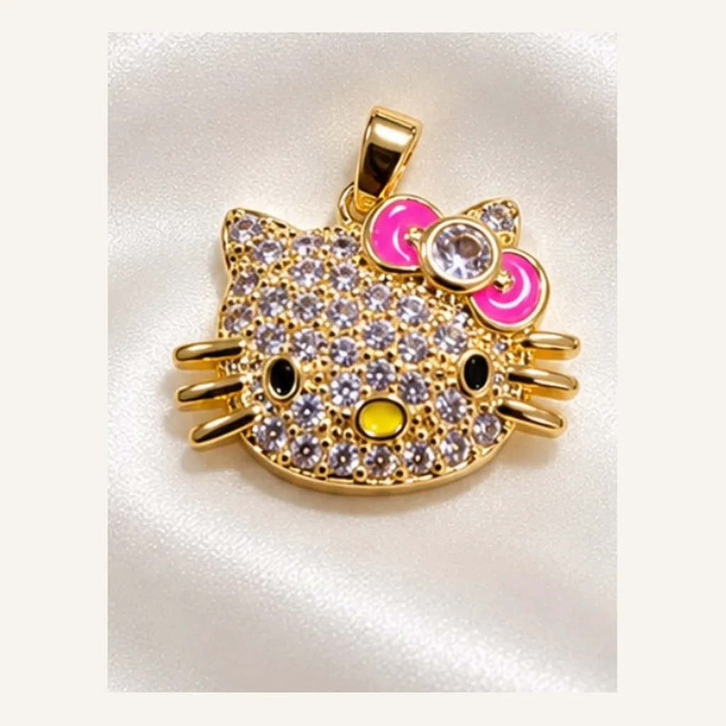 Dije de Acero Gatita Cara con Moño (Hello Kitty)