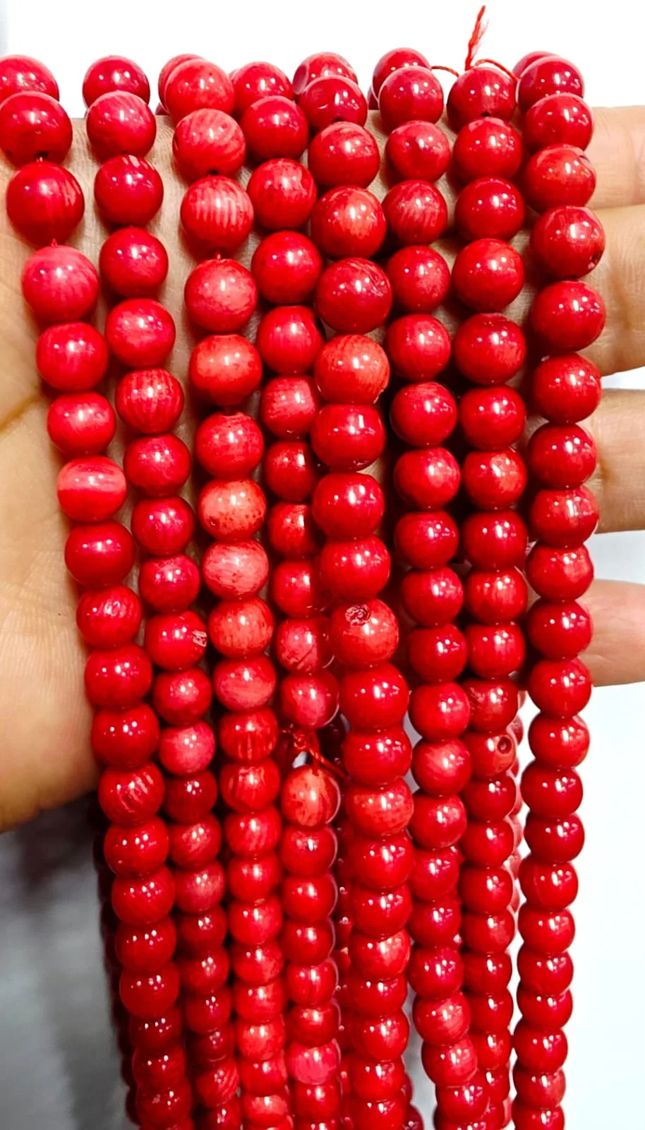 Tira de piedras de Coral Rojo N°6