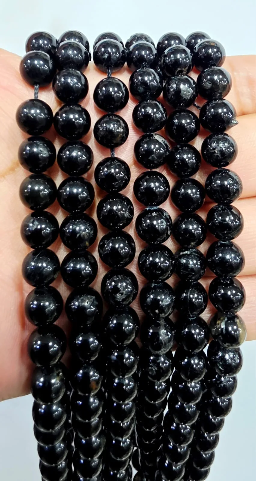 Tira de piedras de Turmalina Negra N°8