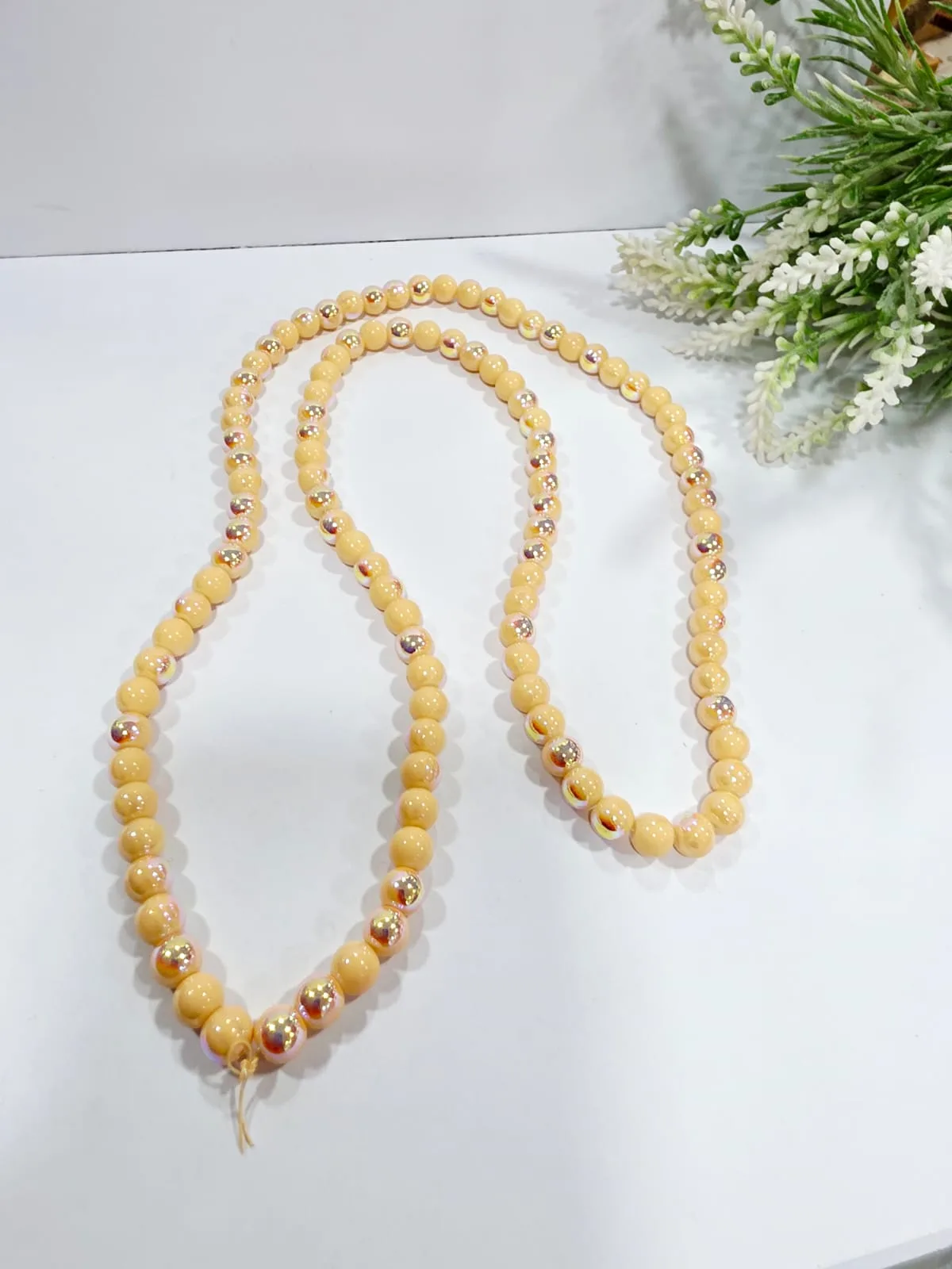Cuentas de Perlas de Vidrio Dorado Tornasol 8mm