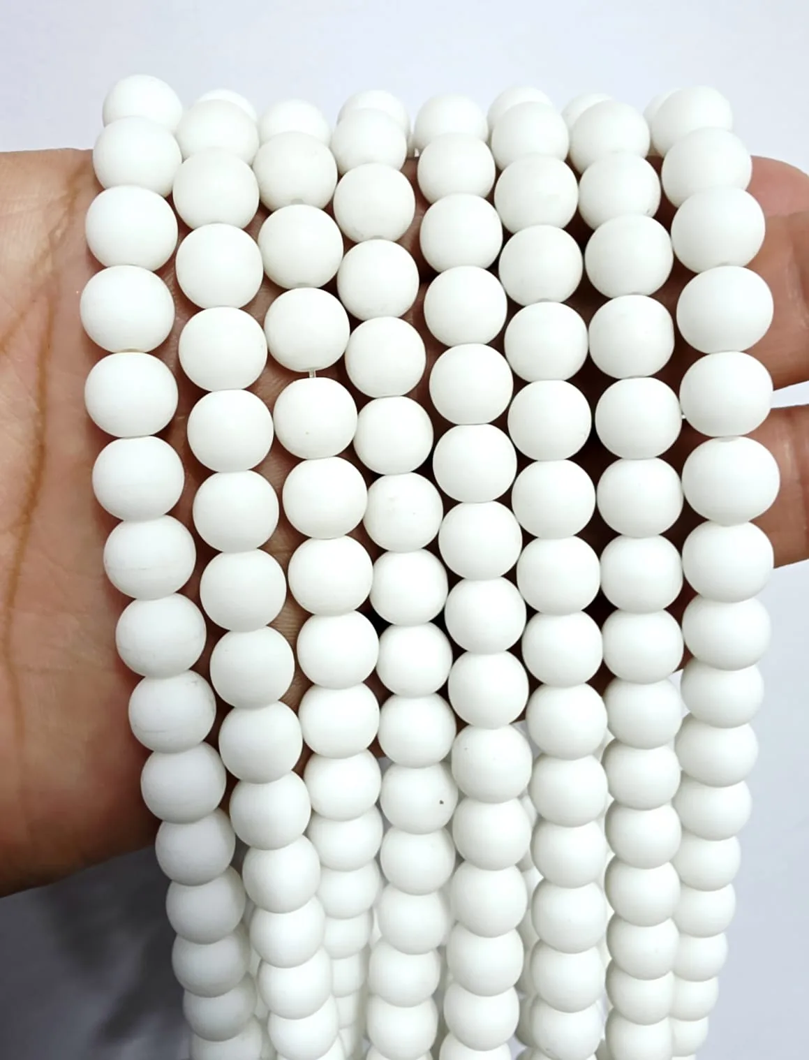 Tira de piedras de Onix Blanco Opaco N°8