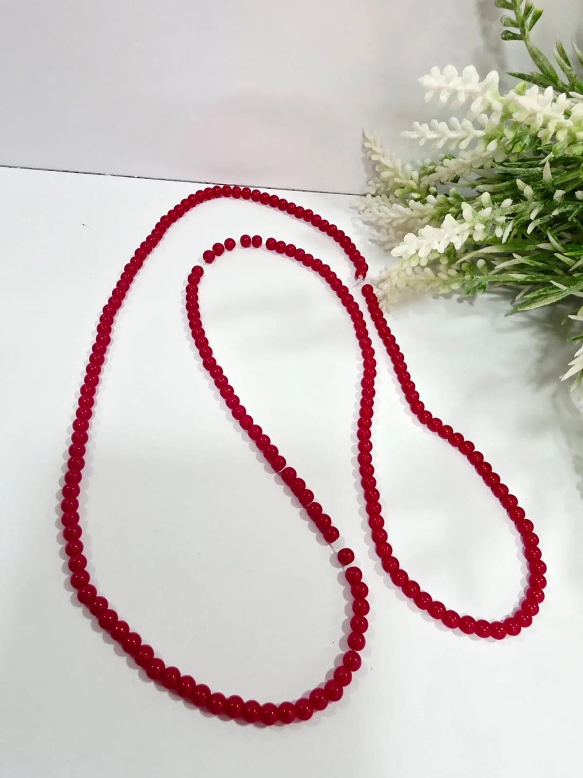 Cuentas de Perlas de Vidrio Rojo 4mm