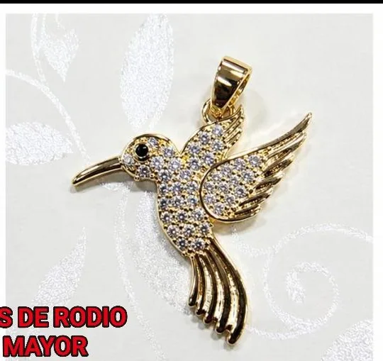 Colgante de Rodio - Colibrí con piedras claras