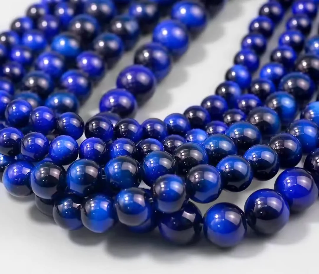 Tira de piedras de Ojo De Tigre Azul N°4