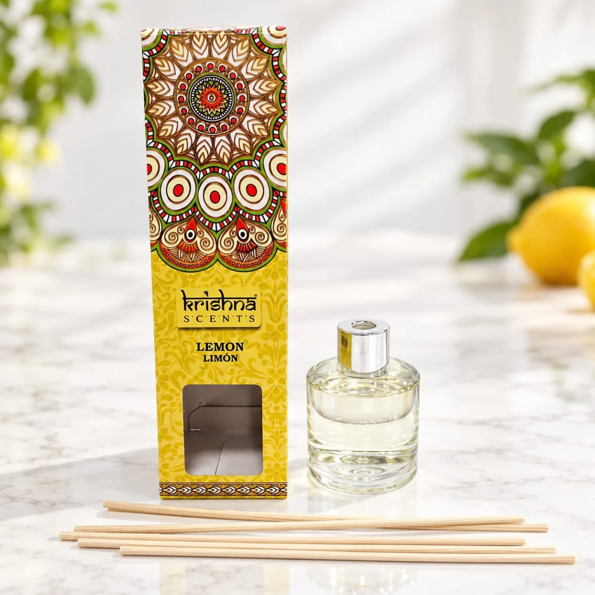 Aromatizador Krishna Lemon (Limón) Caja Amarilla 50 ml